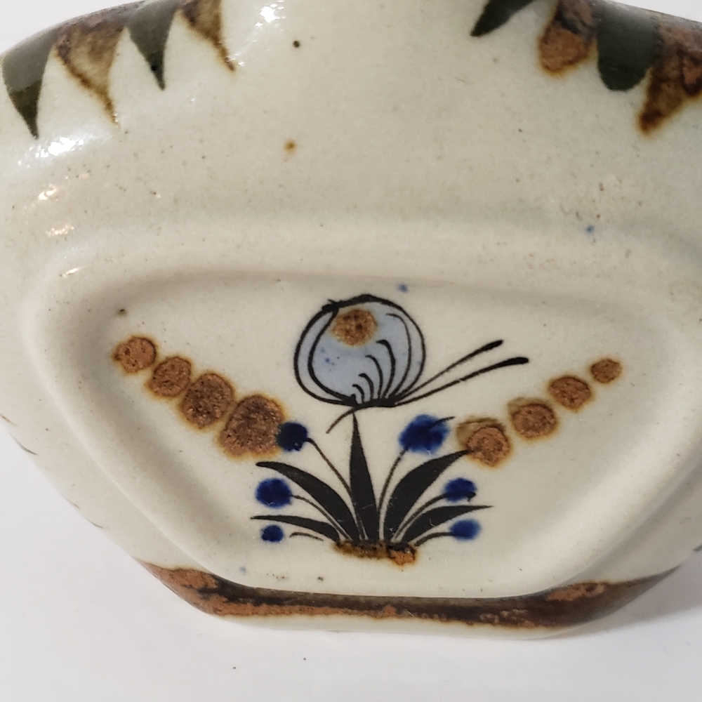 Tonala Mexico Pottery Vase Butterfly Flowers - Picture 5 of 13